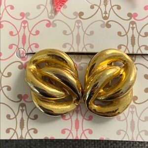 Vintage Napier Gold Tone Knot Clip-On Earrings | Signed Designer Jewelry